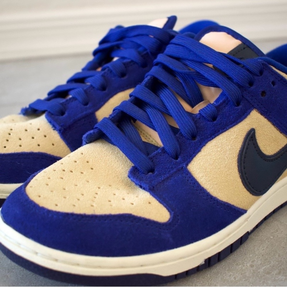 Nike Low Top Sneakers in Royal Blue and Beige Suede